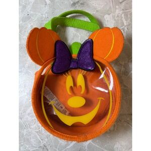 Disney Minnie Mouse Pumpkin Halloween Trick or Treat Bag Tote Purple‎ Bow